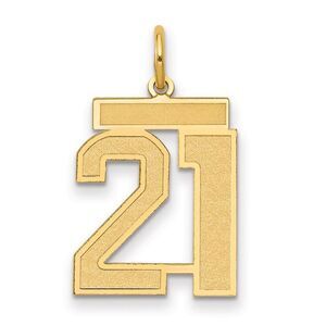 14k Yellow Gold, Jersey Collection, Medium Number 21 Pendant